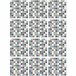 Panorama Stickers Carrelage Adhésif Cuisine 24 Pièces de 20x20cm Carrés Bleu - Autocollant adhésif en Vinyle pour Carreaux mu ...