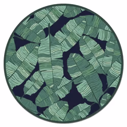 Tapis Vinyle Panorama Feuille de Bananier Rond 150x150 cm - Tapis pour Cuisine Bureau et Salon en PVC
