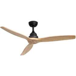 CREATE - Ventilateur de plafond 75W silencieux Ø132 cm Noir_ Bois naturel_ Pas de lumière_ Télécommande - WIND WOOD