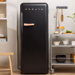 Réfrigérateur rétro - 281L - Noir - Design années 50 - Grande capacité - Écologique