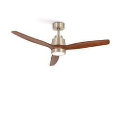 CREATE - Ventilateur de plafond 40W silencieux Ø132 cm Nickel_ Bois foncé_ Avec lumière_ WIFI + télécommande - WIND STYLANCE