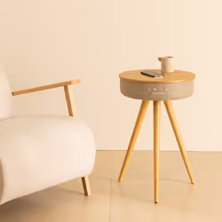 Table Basse Enceinte - Speaker Table 360 - Son 360° - Bluetooth - Chargeur Sans Fil - Design Rétro