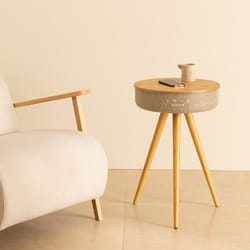 Table Basse Enceinte - Speaker Table 360 - Son 360° - Bluetooth - Chargeur Sans Fil - Design Rétro