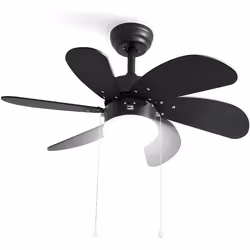 Ventilateur de Plafond Noir IKOHS - WINDLIGHT EASY - Ø86 cm - 53W - 6 lames en bois MDF - Télécommande