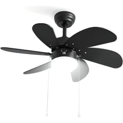 Ventilateur de Plafond Noir IKOHS - WINDLIGHT EASY - Ø86 cm - 53W - 6 lames en bois MDF - Télécommande