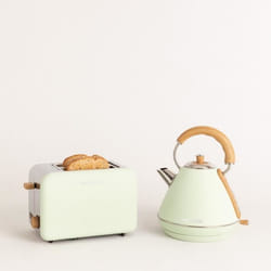 Pack Toast Rétro - IKOHS - Grille-pain à fentes larges - Bouilloire 1.7 L - 3 modes de grillage - Vert