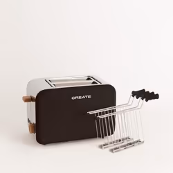 CREATE - PACK TOAST RETRO Petit Grille-pain à fentes larges + 2 GRILLES pour sandwichs