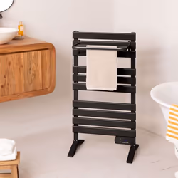 Sèche-serviettes électrique - WARM TOWEL - 500W - Mural ou au sol - Minuterie 8h - Écran LCD