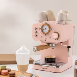 Cafetière Expresso - THERA RETRO - 20 Bars - Réservoir 125L - Rose