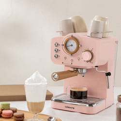 Cafetière Expresso - THERA RETRO - 20 Bars - Réservoir 125L - Rose