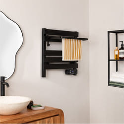 Porte-serviette électrique - WARM TOWEL MINI - 150W - Aluminium - Noir - Minuterie 1-8h