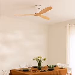 Ventilateur de Plafond - WIND CALM - Silencieux 40W - Ø132 cm - Bois - Option LED et Wi-Fi - Blanc