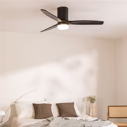 Ventilateur de plafond - WIND CALM - Ø132 cm - Silencieux - 40W - Bois- Noir
