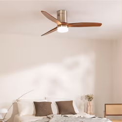 Ventilateur de plafond - WIND CALM - 40W - Silencieux - Ø132 cm - Bois - Wi-Fi optionnel- Gris