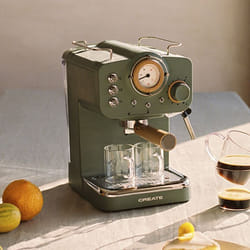 Cafetière Expresso - Thera Retro - 20 Bars - Vert Sauge - Réservoir 125L - Compatible Dosettes ESE