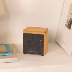 Enceinte Bluetooth - CREATE - MINI PRO BAMBOO - Design en bambou - Support smartphone - Bluetooth 5.1