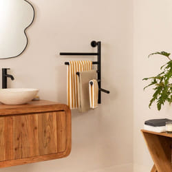 Seche-serviette Minimal - 80W - Barres Rotatives 180° - Acier Inoxydable - Noir