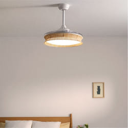 Ventilateur de Plafond - WIND CLEAR RATTAN - Silencieux 40W - Pales Rétractables - LED 36W - Wi-Fi Option - Multicolore