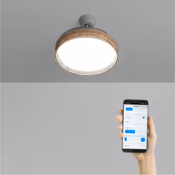 Ventilateur de plafond - WIND CLEAR RATTAN - Silencieux 40W - Pales rétractables - Éclairage LED 36W