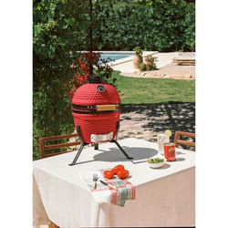 Barbecue Kamado - Céramique - Rouge - Cuisson lente - Fumage - Économie de charbon
