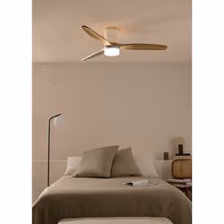 Ventilateur de Plafond - WIND CALM RATTAN - 40W - Silencieux - Ø132 cm - LED - Été/Hiver - Programmable