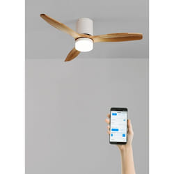 Ventilateur de Plafond - WIND CALM LINE - Silencieux 40W - Ø132 cm - Bois - LED 15W - 6 Vitesses