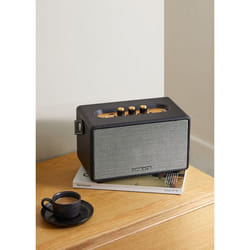 Haut-parleur portable - Design rétro - Bluetooth 5.2 - USB - 40W - Finitions bois et cuir