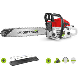 Tronçonneuse à essence 65cc 3,8cv, moteur 2 temps, lame 20', longueur de coupe 50,8cm, abattage, 5,65kg, avec fourreau Greencut GS650X