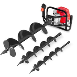 Tarière de terre à essence 75cc 5.2cv, mouteur thermique 2 temps, avec 3 forets en acier 100/150/200mm, profondeur maximale 80cm Greencut GD750X-3S