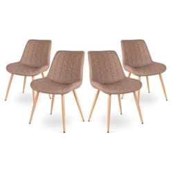 Lot de 4 chaises de salle à manger, de bureau ou de salon avec dossier rembourré, beige, style élégant.