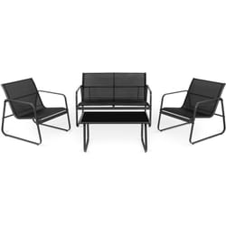 Ensemble de jardin 4 places capri night, table basse d'extérieur + canapé 2 places + 2 fauteuils, noir, résistant aux uv