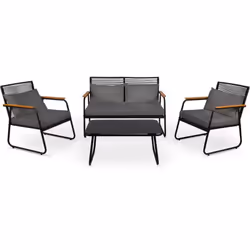 Description générale Découvrez l'ensemble de jardin OLBIA SET DARK GREY, un élégant mobilier en gris composé de 2 fauteuils,  ...
