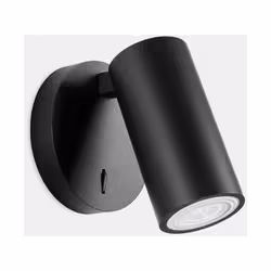 LEDS C4 Simply Single Spotlight Applique Noir GU10 | Finition : Noir | Matériau : aluminium Hauteur (cm) : 16,50 | Largeur (c ...