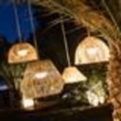 Suspension dextérieur LED en fibres naturelles rechargeable - New Garden - Sisine - Ø40cm - 3 intensités