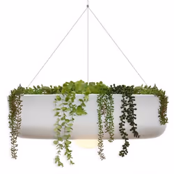 Jardinière ronde suspendue avec éclairage sans fil Elba 59 cm de diamètre Blanc