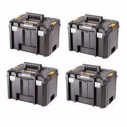 Description générale Le pack de 4 coffrets DeWALT TSTAK VI est conçu pour offrir une solution de rangement pratique et robust ...