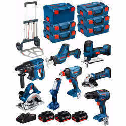 Description générale Ce kit comprend plusieurs outils professionnels Bosch 18V, idéaux pour les travaux de découpe, perçage, ...