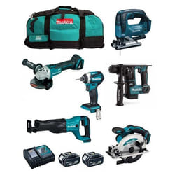 MAKITA Kit MK602 (DHR171 + DGA504 + DTD154 + DJR186 + DJV182 + DSS610 + 2 x 50 Ah + DC18RC + 2 x LXT600)