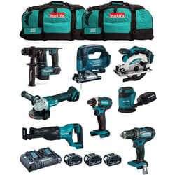 Makita - Kit MK801 (DDF482 DHR171 DGA504 DTD152 DJV182 DSS610 DJR186 DBO180 3 x 5,0 Ah DC18RD 2 x LXT600)
