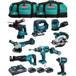 Makita - Kit MK802 (DHP481 DHR243 DGA504 DTD152 DJV182 DSS610 DJR186 DBO180 3 x 5,0 Ah DC18RD 2 x LXT600)
