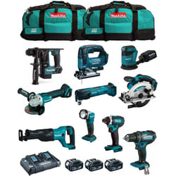 Makita - Kit MK1001 (DDF482+ DHR171+ DGA504+ DTD152+ DJV182+ DSS610+ DJR186+ DBO180+ DTM51+ DML802+ 3x5,0Ah DC18RD 2xLXT600)