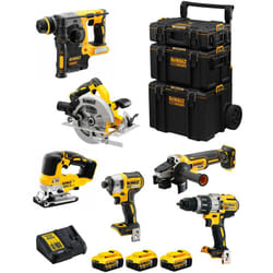 DeWALT Kit DWK601 (DCD996 DCH273 DCG405 DCF887 DCS334 DCS570 3 x 5,0 Ah DCB115 Caddy 3en1)