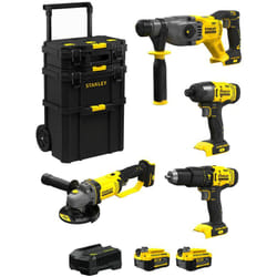 Stanley - FatMax Kit SVK401 (SFMCH900 SFMCG400 SFMCD711 SFMCF800 2 x 4,0 Ah Chargeur Caddy 3en1)