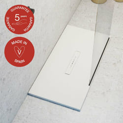 Plato de ducha Poalgi 80x120 cm - Blanco - Serie Clay - Extraplano y antideslizante C3 - Textura Sand