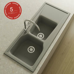 Evier à encastrer POALGI - CITY 323 - Granit - Gris Ash - 118 cm - 2 bacs
