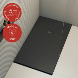 Plato de ducha Poalgi 90x140 cm - Negro - Serie Hos's - Extraplano y antideslizante C3 - Textura Pizarra