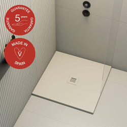 Plato de ducha Poalgi 90x90 cm - Perla - Serie Hos's - Extraplano y antideslizante C3 - Textura Pizarra