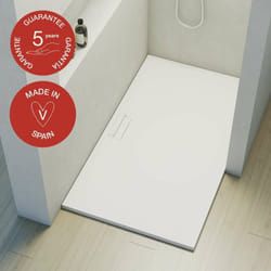 Plato de ducha Poalgi 90x160 cm - Blanco - Serie Shile - Extraplano y antideslizante C3 - Textura Silk