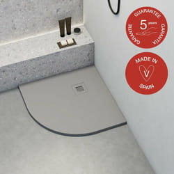 Receveur de douche Poalgi extraplat, semi-circulaire, gris humo, L.90 x l.90 cm, finition ardoise, série Hos's