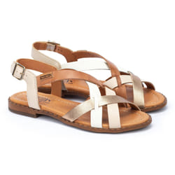 PIKOLINOS ALGAR Sandales Femelle Beige, Marron, Or, Blanc